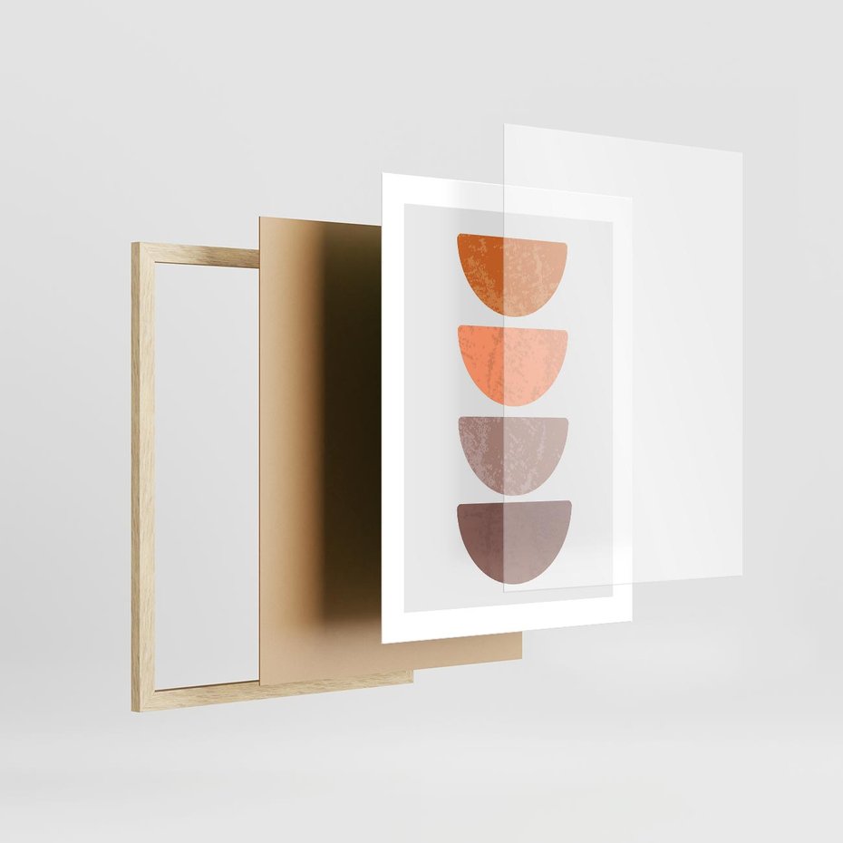 Plakat w ramie 30x40 - Minimalizm i Geometria - minimalistyczny obraz, mid-century styl - rama drewno