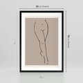 Plakat w ramie 50x70 - Intrygujące Szkice - mnimalistyczny akt kobiecy, beżowa tonacja - rama czarna