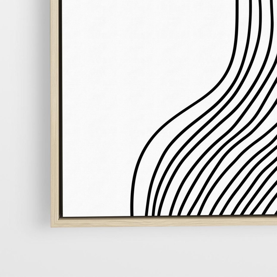Obraz w ramie 50x50 - Refrakcje Przestrzeni - mnimalistyczna forma, czarne linie - rama drewno