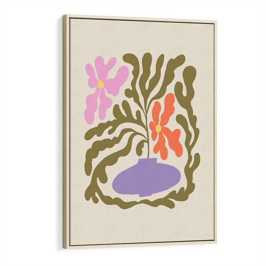 Obraz w ramie 70x100 - Kolorowe Echa - kwiaty, abstrakcja - rama drewno