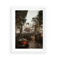 Plakat w ramie 50x70 - Jesienne Uroki Holandii: Kanały i Most - Holandia, kanały - rama biała