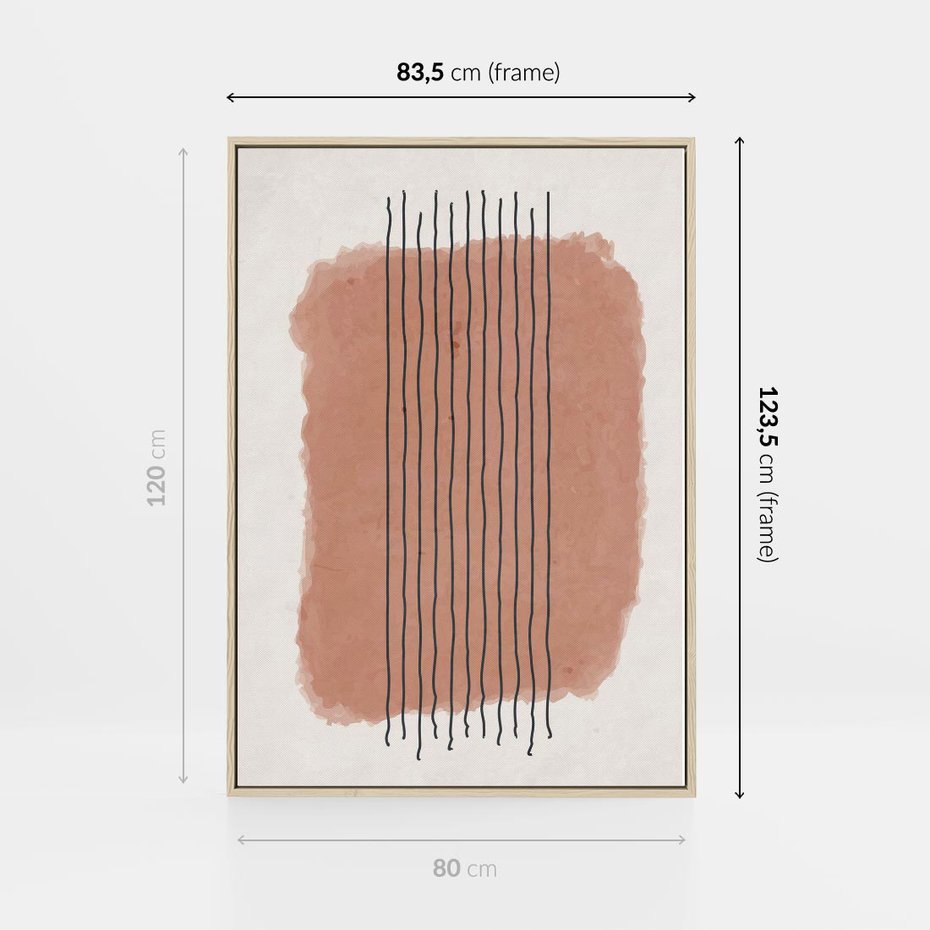 Obraz w ramie 80x120 - Rozmyte Widzenia - abstrakcyjna akwarelowa plama, nieregularne kreski - rama drewno