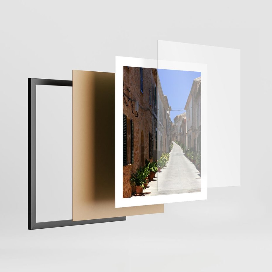 Plakat w ramie 40x50 - Urok uliczki: perspektywa miasta - uliczka, perspektywa - rama czarna