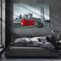 Obraz na płótnie 120x80 - Ikony Londynu: Autobus i Big Ben - Londyn, autobus