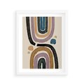 Plakat w ramie 40x50 - Taniec Przenikających Kształtów - abstrakcyjne tęcze, kompozycja - rama biała