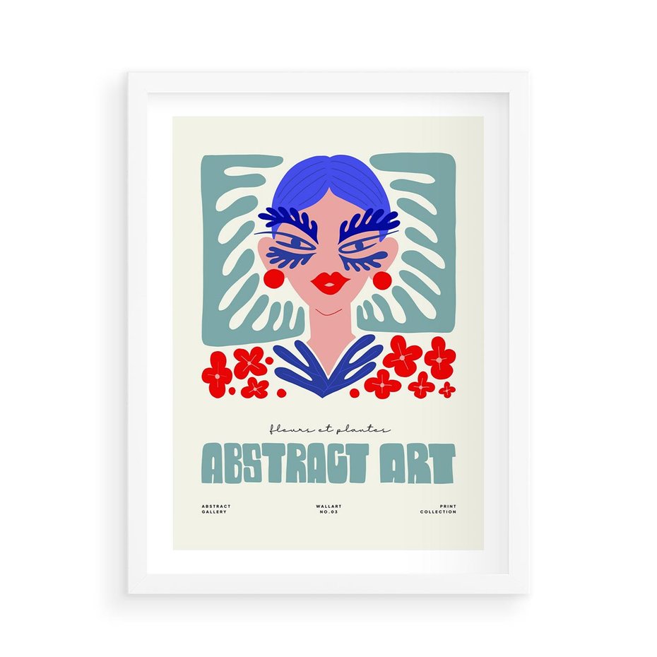 Plakat w ramie 50x70 - Podróżne Impulsy - abstrakcja, kobieta - rama biała