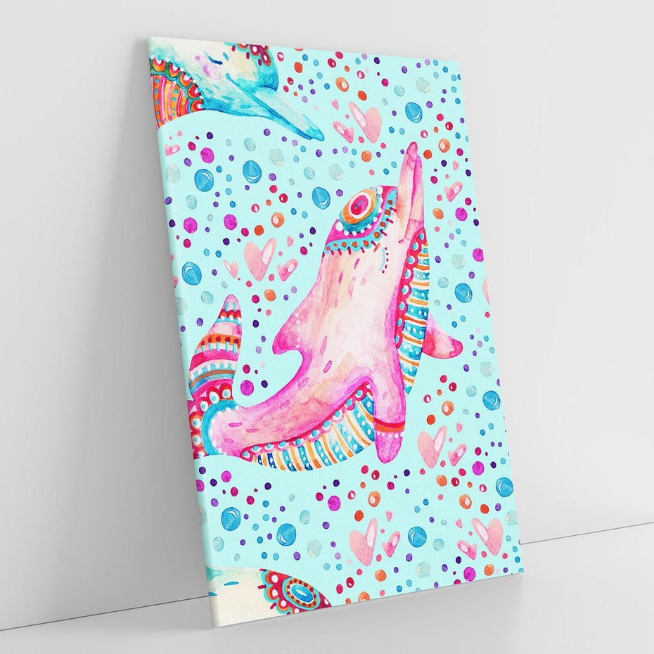 Obraz na płótnie 80x120 - Lekkość W Ruchu - delfin, akwarela