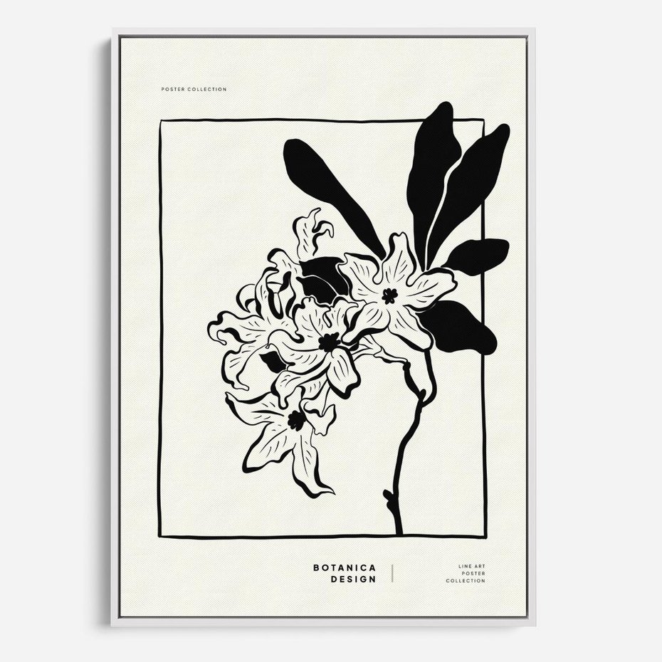 Obraz w ramie 80x120 - Kwiatowe przestrzenie - kwiat, grafika - rama biała