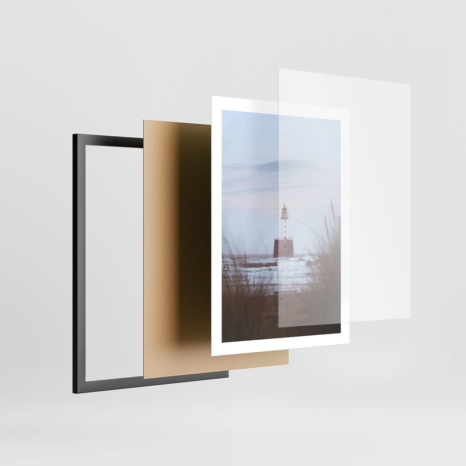 Plakat w ramie 50x70 - Magiczna Aura - latarnia, mgła - rama czarna