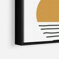 Obraz w ramie 50x50 - Kolory Przyszłości - kompozycja kół i kresek, ciepłe kolory - rama czarna