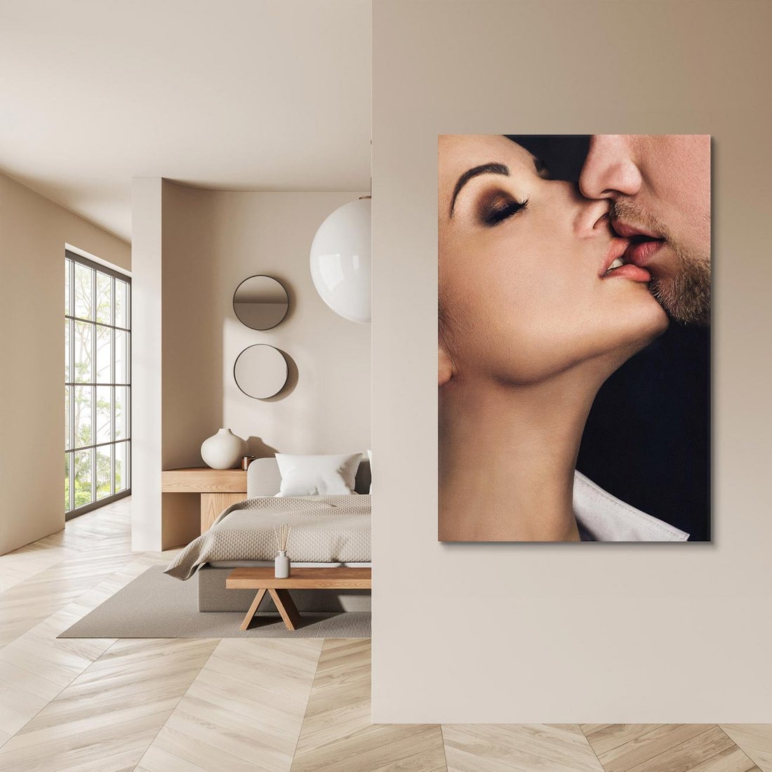 Obraz na płótnie 70x100 - Miłosne Uczucia - kobieta, pocałunek