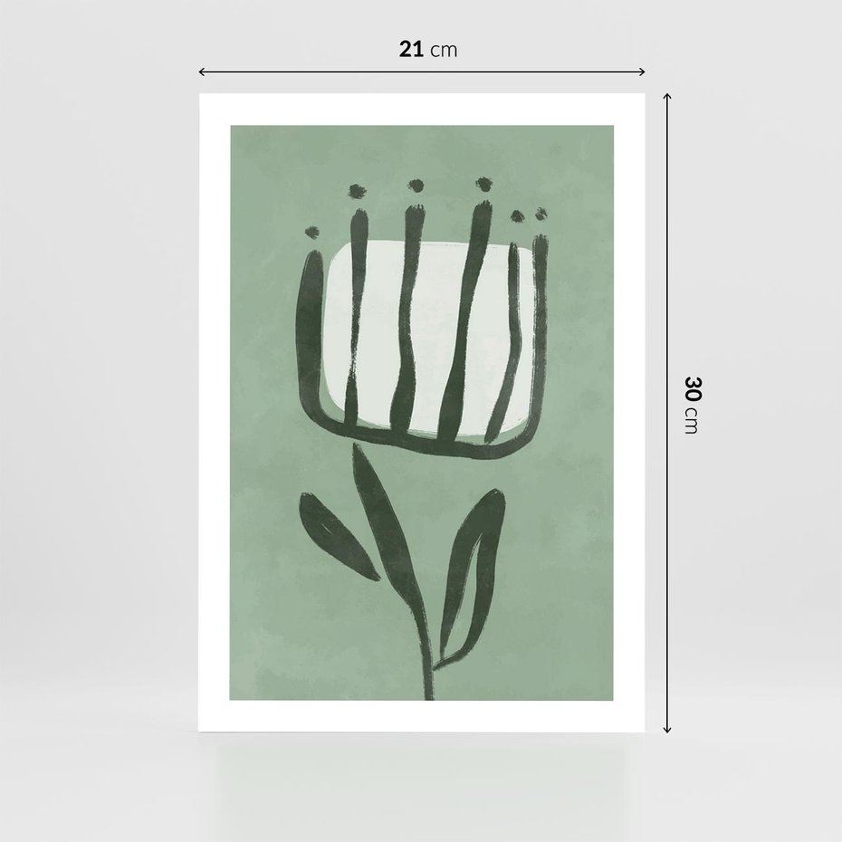 Plakat bez ramy 21x30 - Objęcia Zieleni - zielona abstrakcja, zgaszona zieleń