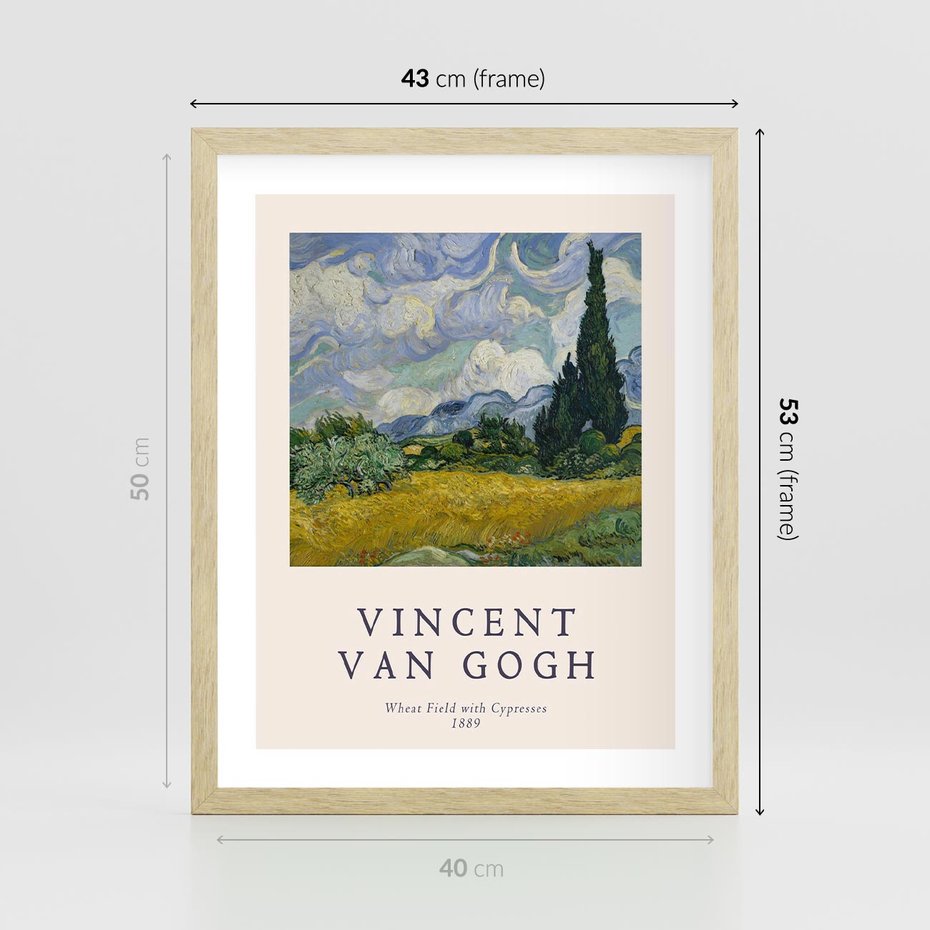 Plakat w ramie 40x50 - Pole z Cyprysami - reprodukcja obrazu, van gogh - rama drewno