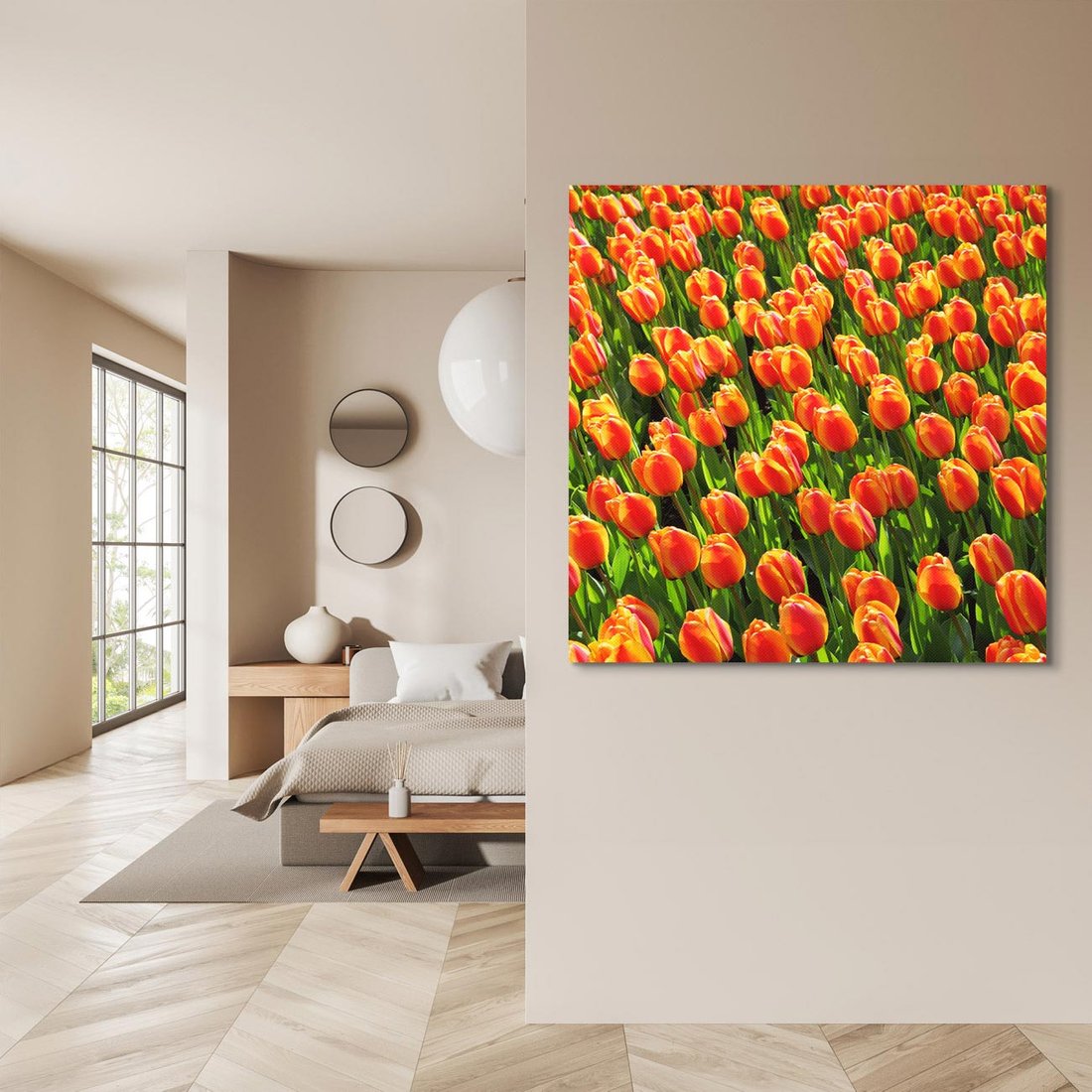 Obraz na płótnie 60x60 - Urok tulipanów piękno kwiatów - tulipany, kwiaty