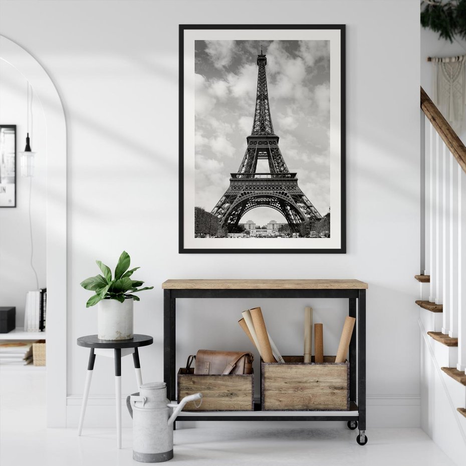 Plakat bez ramy 21x30 - Nocna panorama Paryża z wieżą Eiffla - Eiffla, Paryż