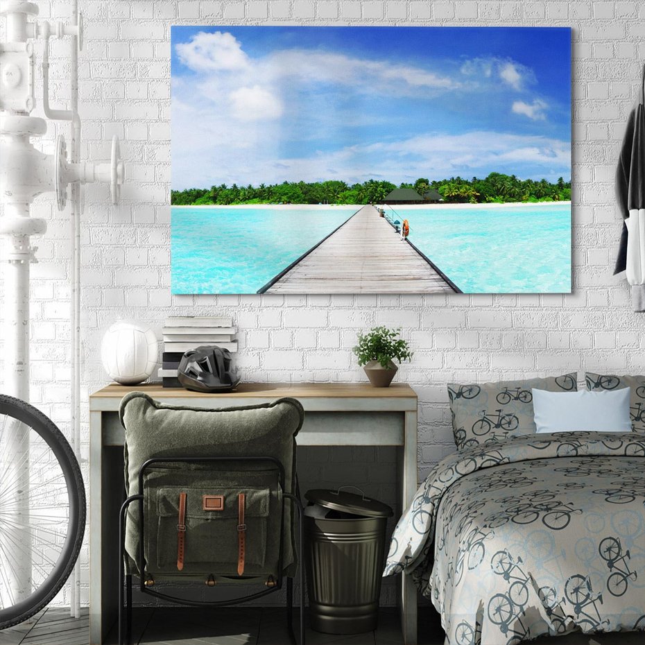 Obraz na płótnie 100x70 - Idylliczne molo na wyspie - plaża, molo