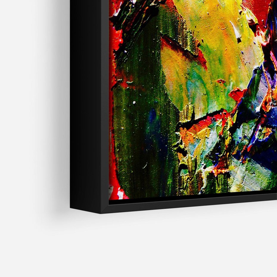 Obraz w ramie 50x70 - Szalejące ognie kolorów - abstrakcja, farby olejne - rama czarna