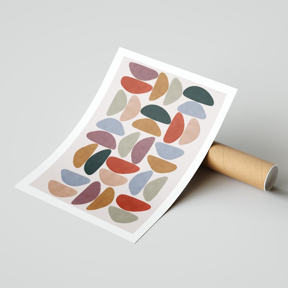 Plakat bez ramy 50x70 - Kolorowe Echo Boho - abstrakcyjny obraz, geometryczna kompozycja