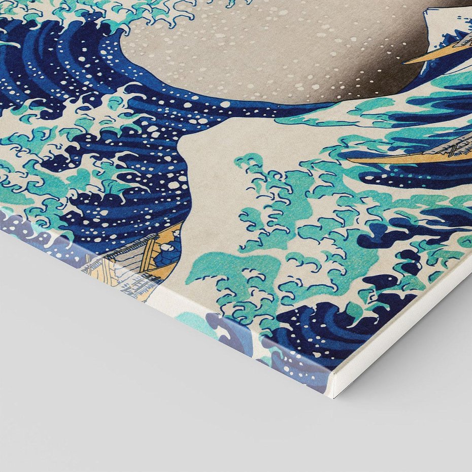 Obraz na płótnie 80x80 - "Wielka Fala u wybrzeży Kanagawy" Katsushiki Hokusai - Reprodukcja - reprodukcja, obraz na płótnie