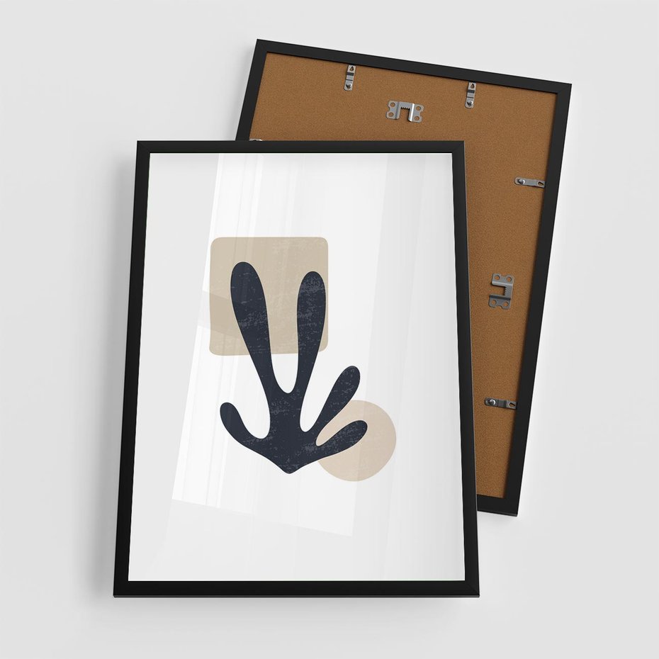 Plakat w ramie 50x70 - Granatowa Odsłona - minimalistyczna nowczesna grafika, styl matisse - rama czarna