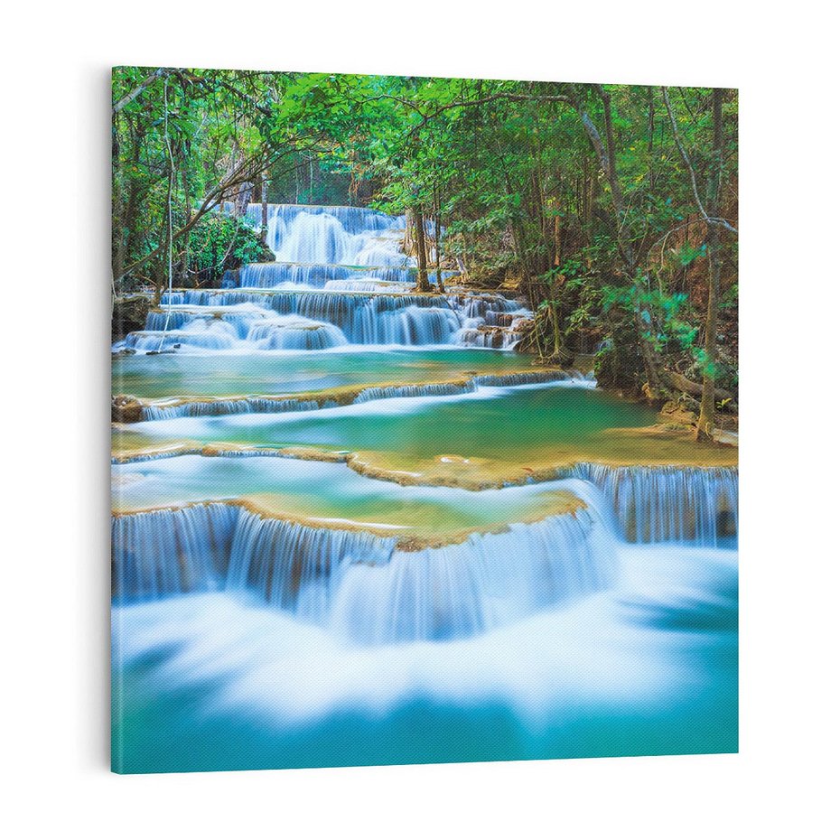 Obraz na płótnie 70x70 - Magia tajlandzkich wodospadów - wodospady, Tajlandia