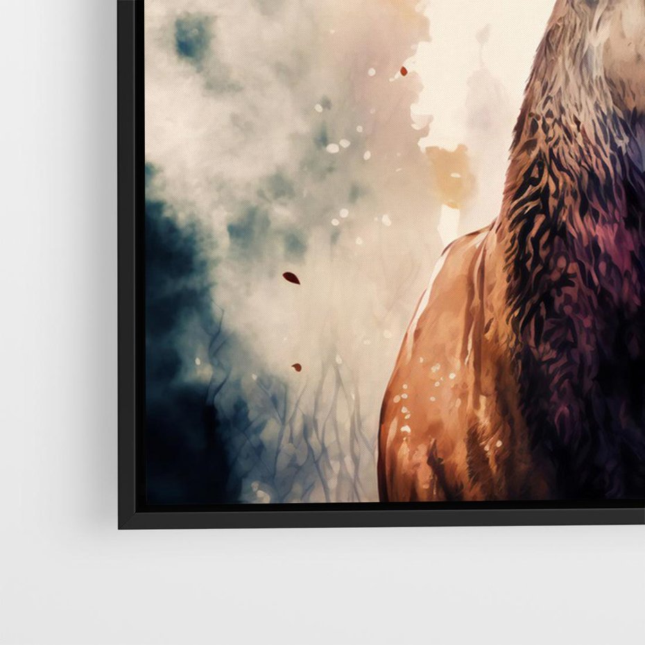 Obraz w ramie 70x50 - Jesienny Monarcha Lasu - grafika komputerowa, na podstawie obrazu - rama czarna