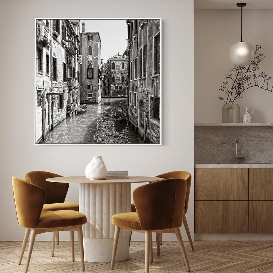 Obraz w ramie 50x50 - Zabłądzić w Wenecji - wenecja, kanały - rama biała