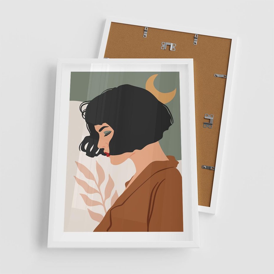 Plakat w ramie 50x70 - Kobieca Pasja - nowoczesny plakat, styl retro - rama biała