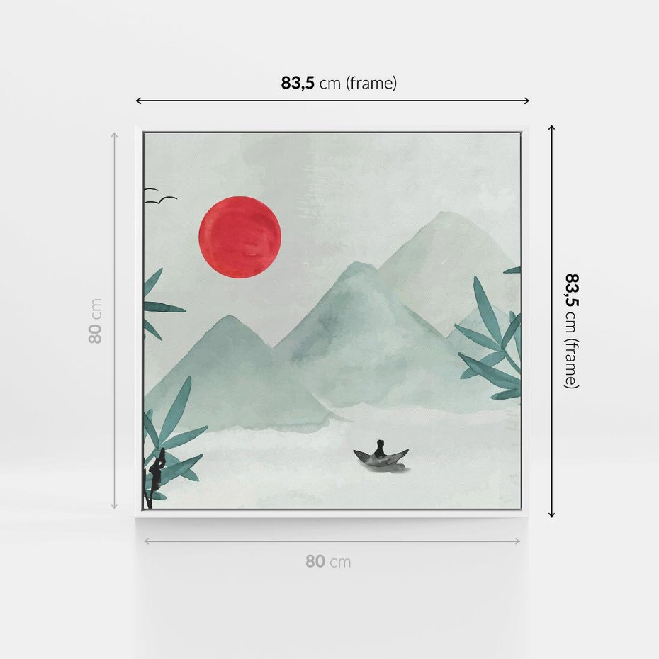 Obraz w ramie 80x80 - Zaklęte Wzgórza - krajobraz, japonia - rama biała