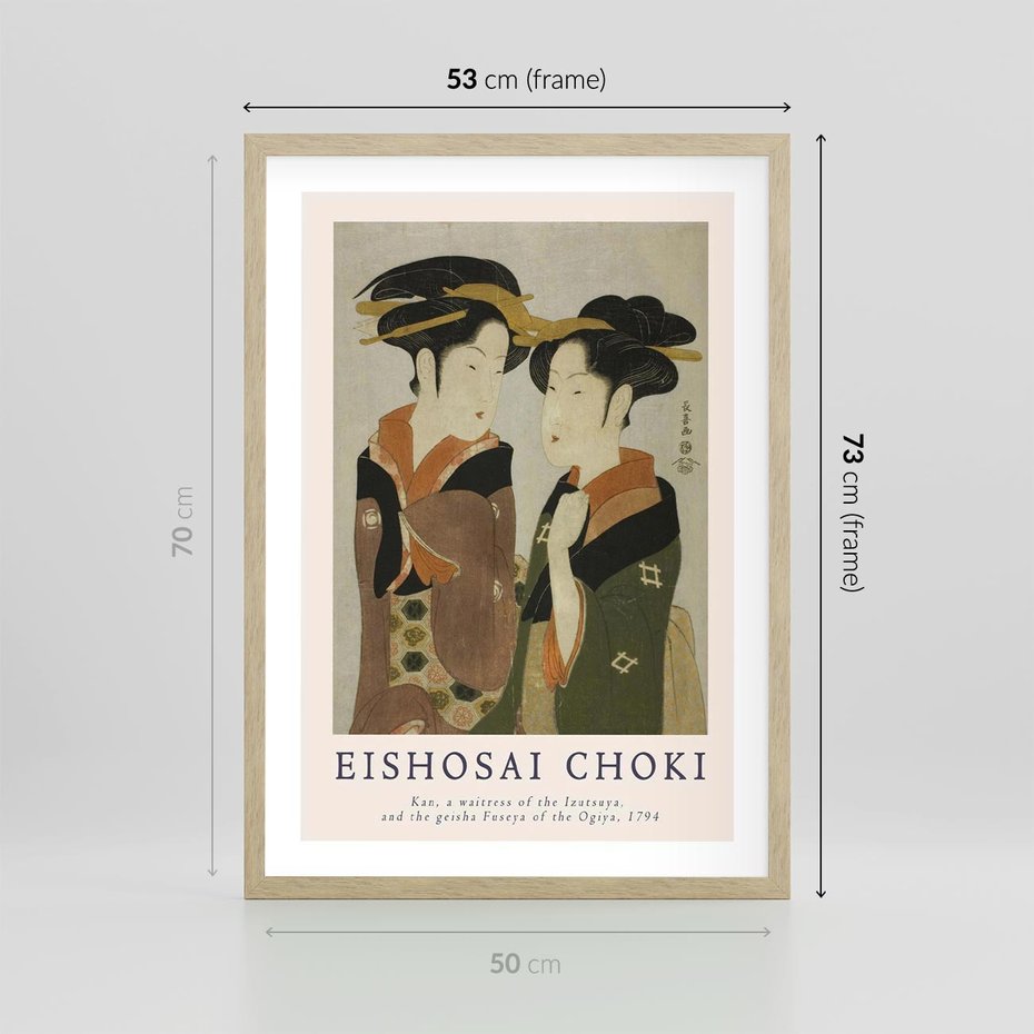 Plakat w ramie 50x70 - Reprodukcja Japońskiej Grafiki - eishosai choki, reprodukcja grafiki - rama drewno