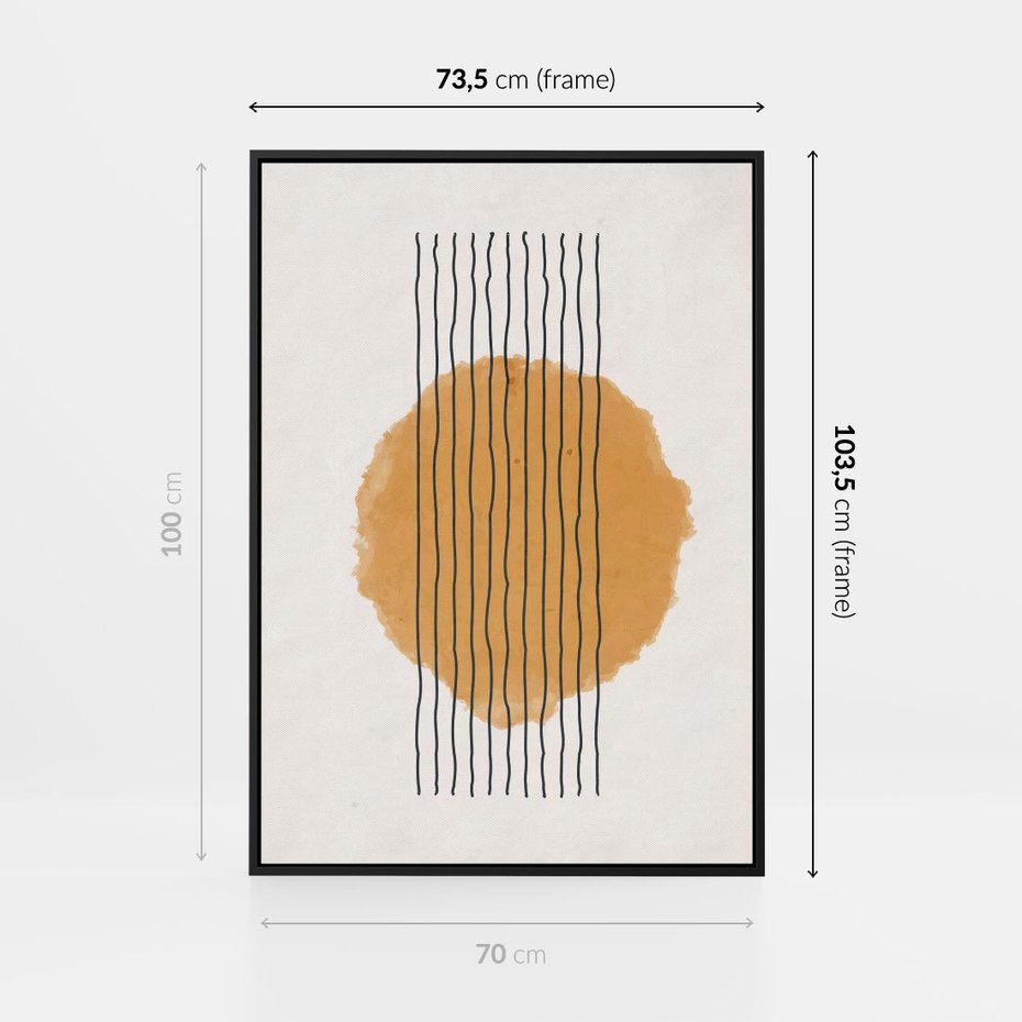 Obraz w ramie 70x100 - Taniec Emocji - abstrakcyjne akwarelowe plamy, nieregularne kreski - rama czarna