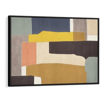 Obraz w ramie 70x50 - Pasy Abstrakcji - kolorowe pasy, plamy koloru - rama czarna