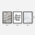Zestaw obrazy w ramie 40x50 galeria - Typografia, podróż, miasto - rama czarna