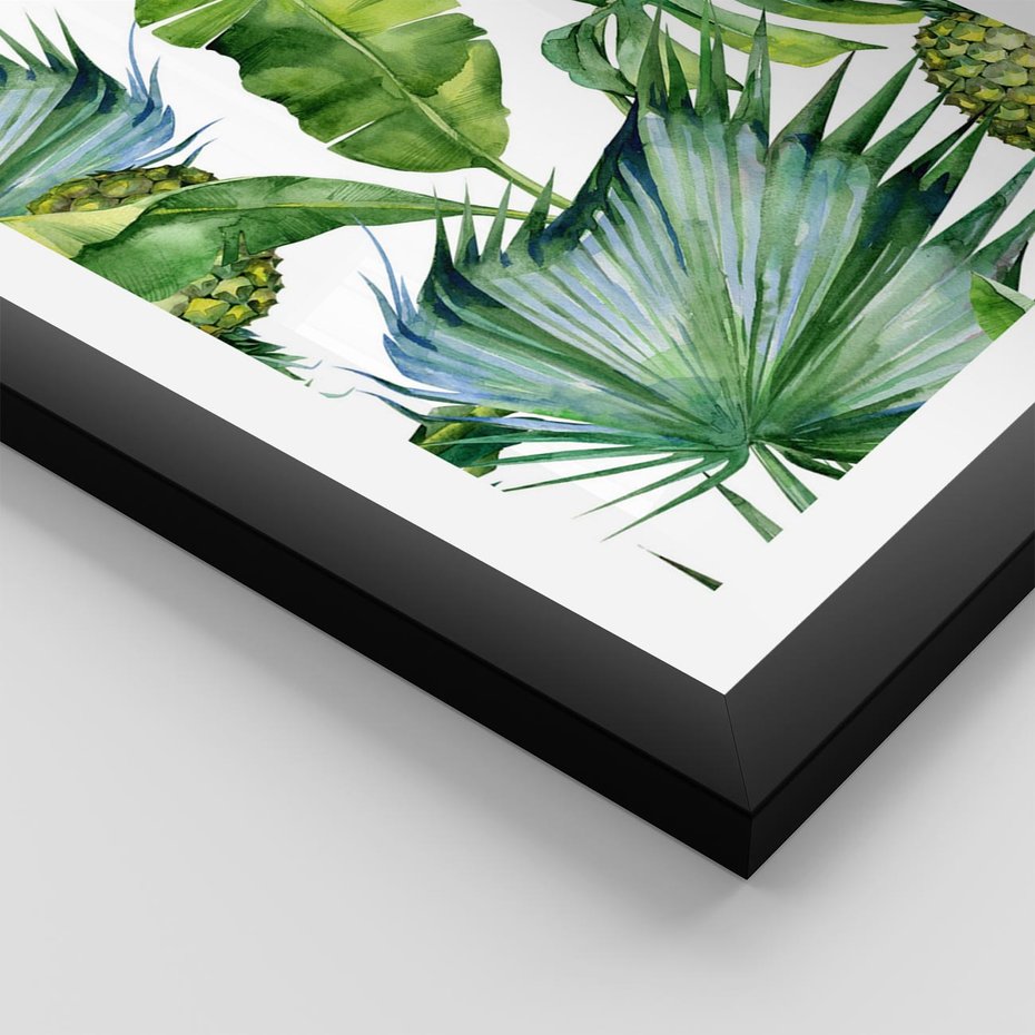 Plakat w ramie 50x70 - Oaza Natury - liście, tropikalne - rama czarna