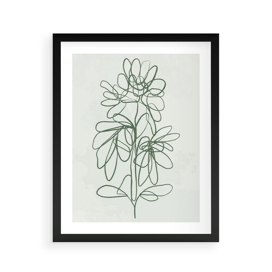 Plakat w ramie 40x50 - Spokojne Poddanie Naturze - zielony plakat, roślinne inspiracje - rama czarna