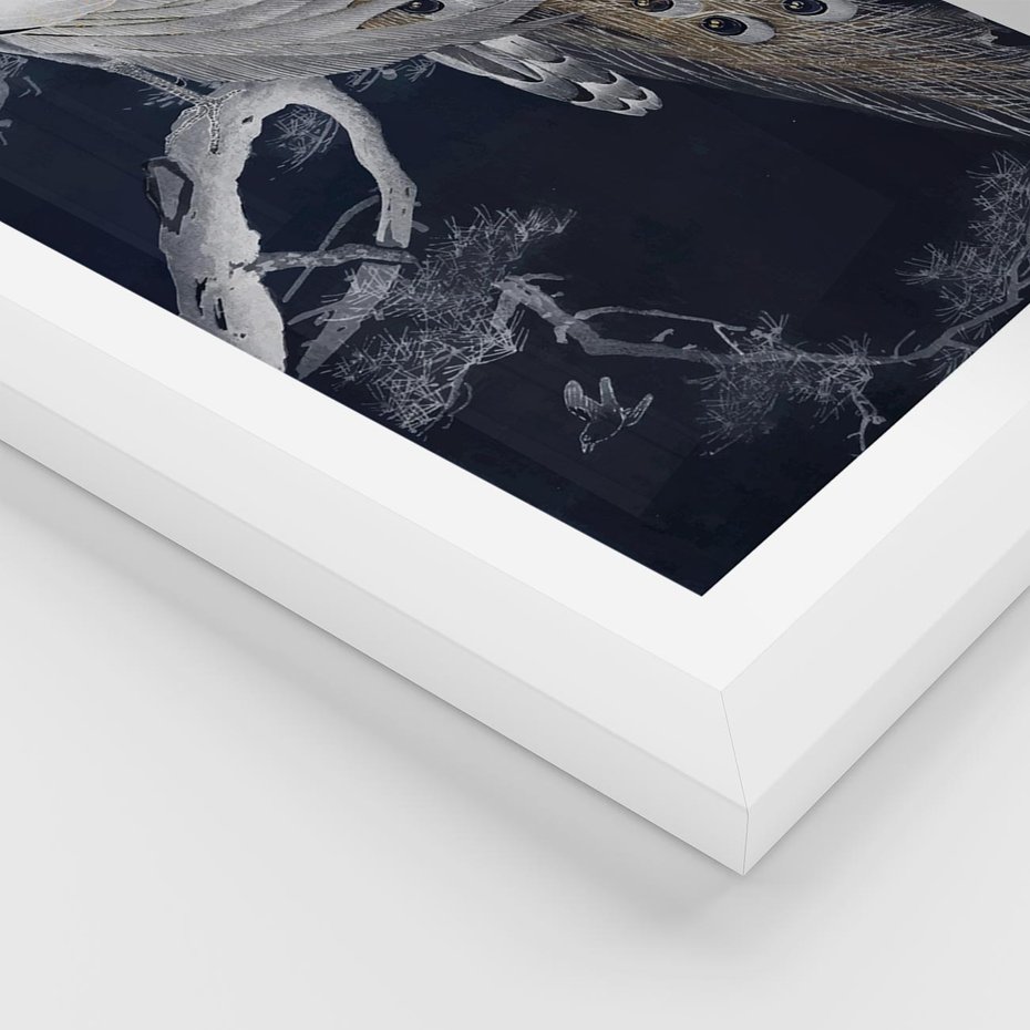 Plakat w ramie 30x40 - Japońskie Pawie - japońska grafika, pawie - rama biała