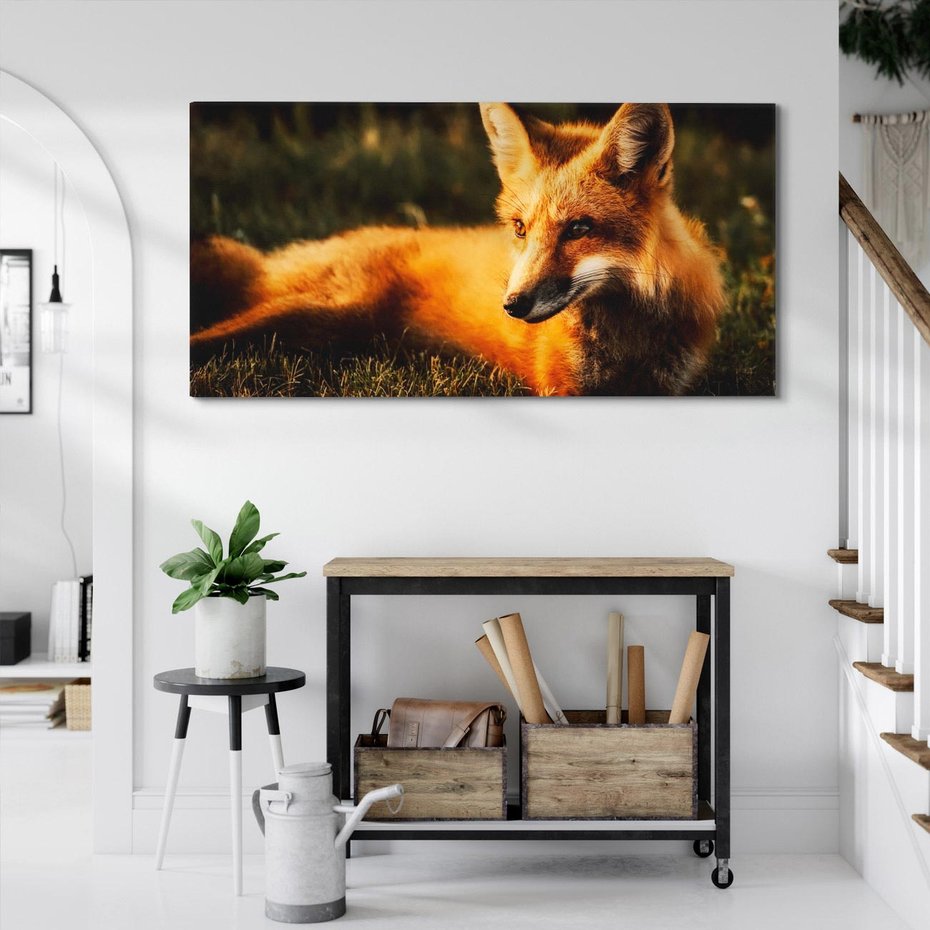 Obraz na płótnie 140x70 - Lisek w lesie - lis, lisek