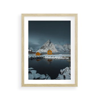 Plakat w ramie 30x40 - Minimalizm i Urok Natury - skandynawskie, domki - rama drewno