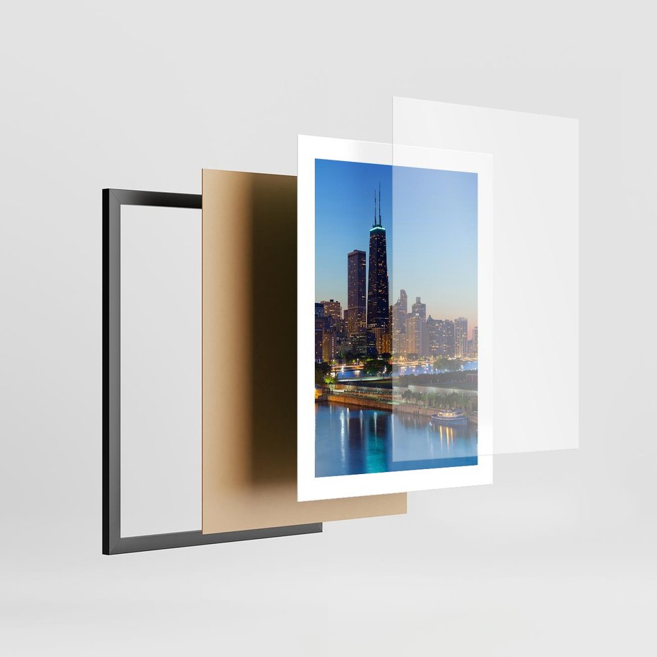 Plakat w ramie 30x40 - Miasto nad Rzeką - miasto, rzeka - rama czarna