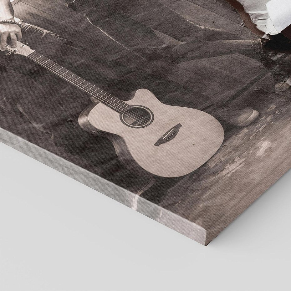 Obraz na płótnie 100x70 - Dźwięki Minionej Ery - postarzona fotografia retro, podarta fotografia