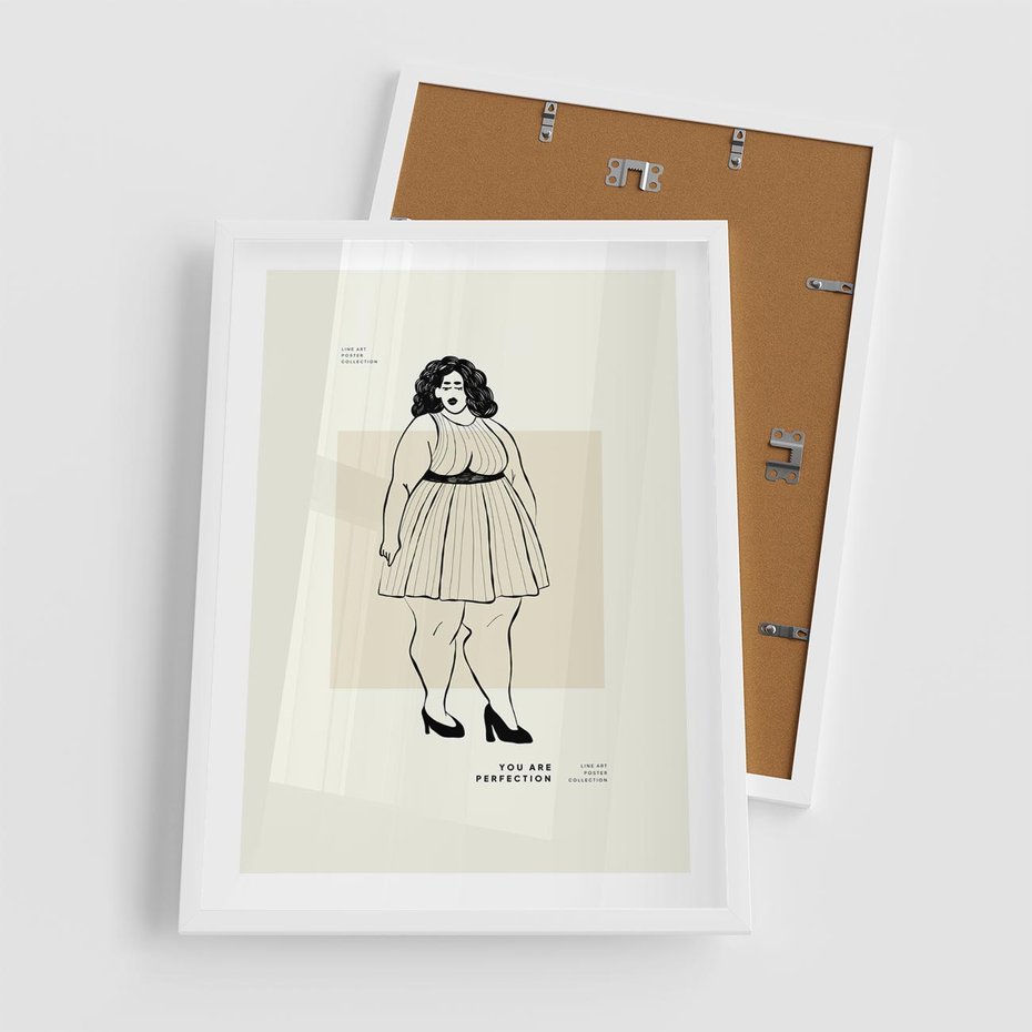 Plakat w ramie 50x70 - Ekspresja Wewnętrznych Emocji - kobieta, samoakceptacja - rama biała