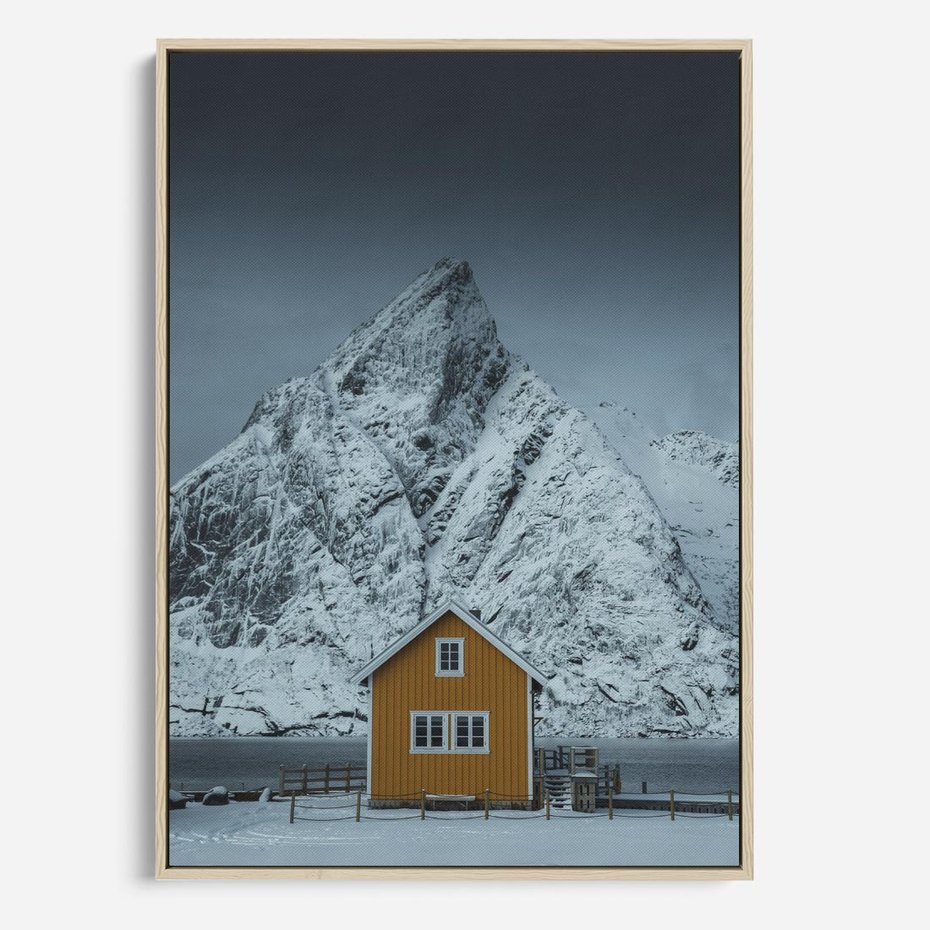 Obraz w ramie 80x120 - Urok Norweskich Domków - Skandynawia, Norwegia - rama drewno