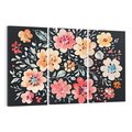 Obraz na płótnie 120x80 - Labirynty melancholii - akwarelowe, pastelowe kwiaty na czarnym tle