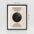 Plakat w ramie 40x50 - Minimalizm w Kształtach - geometryczny graficzny obraz, czarne koło - rama czarna
