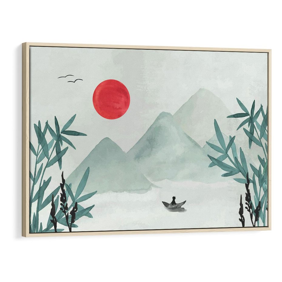 Obraz w ramie 70x50 - Zaklęte Wzgórza - krajobraz, japonia - rama drewno
