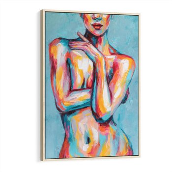 Obraz w ramie 80x120 - Nagie Natchnienie - obraz olejny, naga kobieta - rama drewno