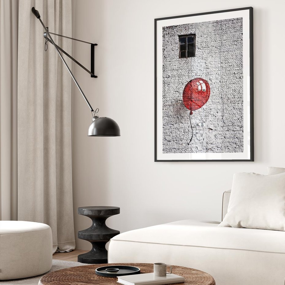 Plakat w ramie 30x40 - Mur Balonów - mur, balon - rama czarna