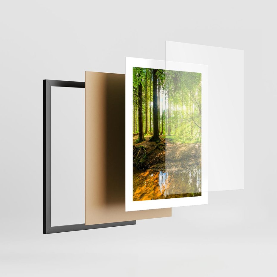 Plakat w ramie 30x40 - Las nad Wodą - las, woda - rama czarna