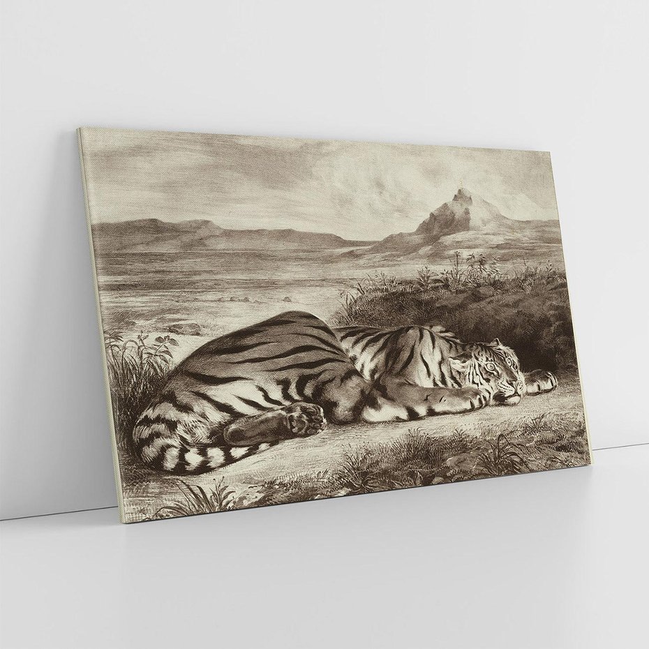 Obraz na płótnie 120x80 - "Królewski Tygrys" Eugène Delacroix - Reprodukcja - reprodukcja, obraz na płótnie