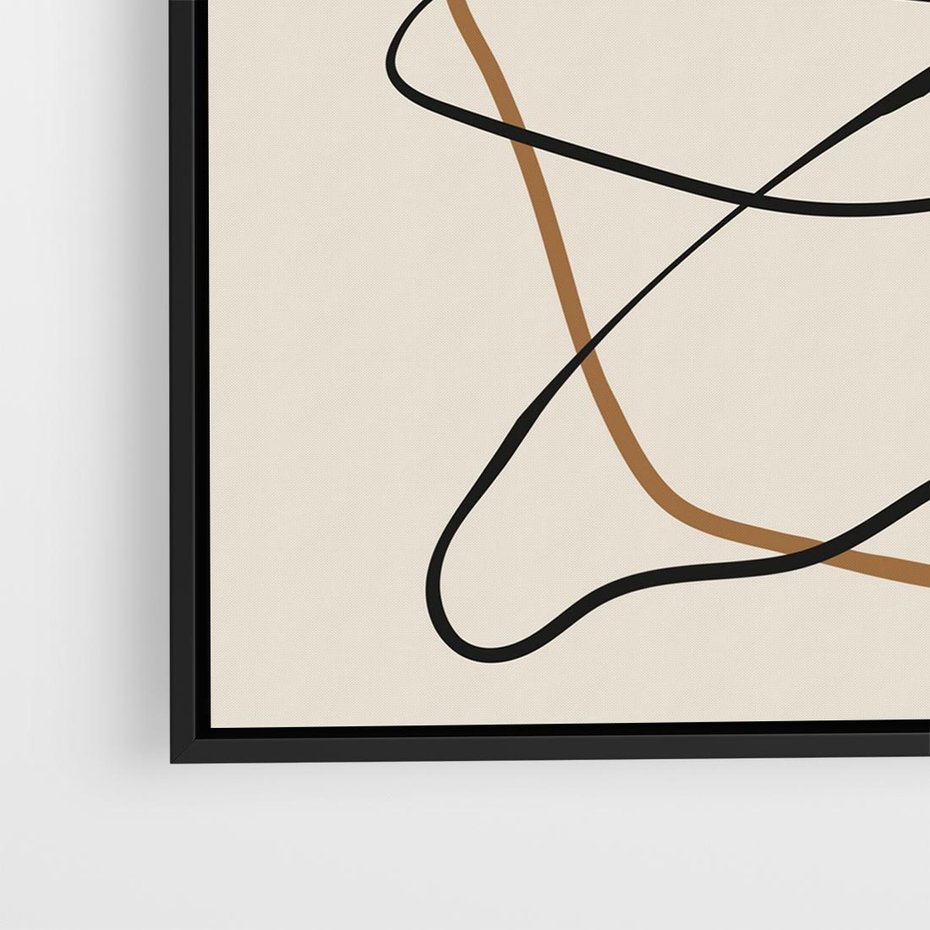 Obraz w ramie 50x50 - Bezczasowe Kontury - abstrakcyjne linie, zaplątane - rama czarna